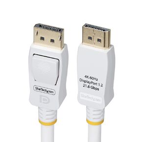 StarTech.com 10ft (3m) White VESA Certified DisplayPort 1.2 Cable, 4K 60Hz, 21.6Gbps, Latching DP Connectors, DP 1.2 Cable