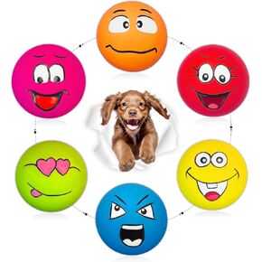 Squeaky Dog Toy for Small Dogs Latex Soft Puppy Toys Small Dog Toys Balls, Smile Face Flat Squeaky Dog Balls for Mini, Small Breeds