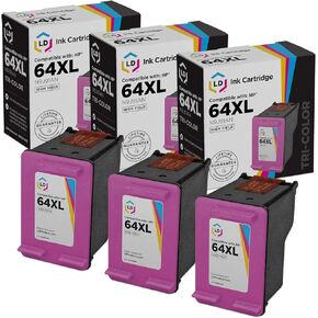 LD Products Remanufactured High Yield Color Cartridge for HP Ink 64XL N9J91AN Envy 7855 6255 7155 (Tri Color, 3-Pack) Compatible w HP Envy: 6220 6232 6252 7120 7132 7155 7800 7830 7858 7864 and More