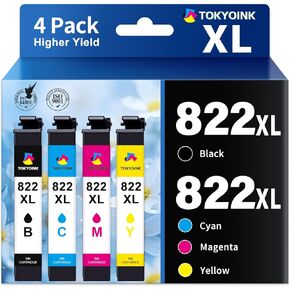 822XL Ink Cartridges Combo Pack Remanufactured Replacement for Epson 822 Ink Cartridge 822 XL T822XL for Workforce Pro WF-3820 WF-3823 WF-4820 WF-4830 WF-4833 WF-4834 Printers Ink (4 Pack)