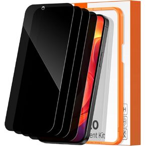DIMONCOAT 4-Pack Compatible iPhone 15 Pro Max Privacy Screen Protector,Anti Spy Tempered Glass [10X Military Protection][Easy Installation Kit] Black Tempered Glass 6.7 Inch,Bubble Free,Case Friendly