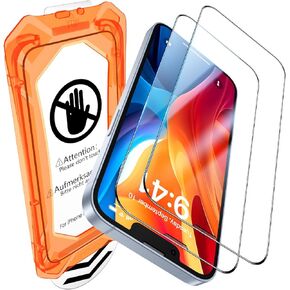 UniqueMe Screen Protector for iPhone 13, iPhone 13 Pro, iPhone 14 Screen Protector Tempered Glass Full Coverage, Easy Installation, Case Friendly 2 Packs