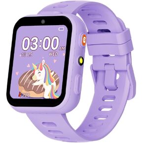BIGGERFIVE Smart Watch for Kids with Dual Cameras, 30 Puzzle Games, Video & Music Player, Audiobooks, Flashlight, Pedometer, Calculator, Educational Toys Birthday Gifts for Boys Girls Ages 4-10 Blue