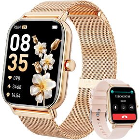 Smart Watch for Women Men, Fitness Tracker Watch for Android Phones iPhone Compatible, 1.85" Smart Watches for Women Men with Blood Pressure, Heart Rate Monitor, 110+ Sport Modes Smartwatch (2 Strap)