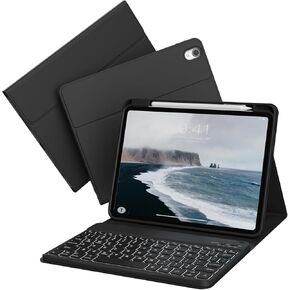 for iPad 10th Generation Case with Keyboard (10.9 Inch, 2022) - 7 Colors Backlit Wireless Magnetic Detachable Folio Keyboard, Flip Cover with Pencil Holder for iPad 10th Gen, Light Purple