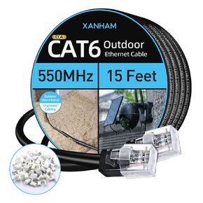 Cat6 Outdoor Ethernet Cable 150 Feet Waterproof and UV Resistant Direct Burial Jacket CCA Copper Clad Cat 6 UTP Network Cable for Internet and Camera, CCTV