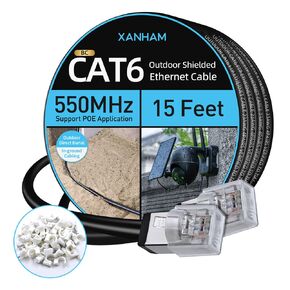Cat6 Outdoor Ethernet Cable 150 Feet Waterproof and UV Resistant Direct Burial Jacket CCA Copper Clad Cat 6 UTP Network Cable for Internet and Camera, CCTV