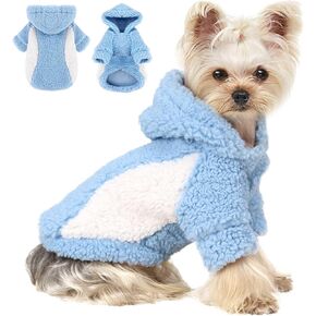 Fleece Dog Sweater, Winter Warm Dog Sweaters for Small Dogs Girls Boy, Dog Hoodie Pullover Dog Clothes for Small Dog and Cat Chihuahua Clothes(Blue,S)
