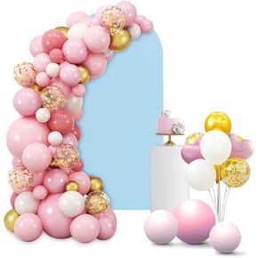 6.6FT Blue Arch Backdrop Stand Cover, Spandex Fitted Wedding Arch Stand Cover Round Top Chiara Arch Stands Cover for Girl Birthday Party Photo Background Ceremony Banquet Decoration