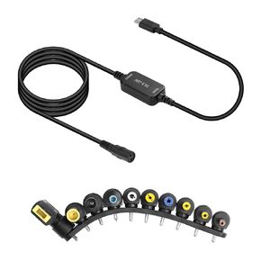 GINTOOYUN 18.5-20V USB-C to DC Power Cord Type-C to DC Two Pin Female Universal Charging Cable with 10 Connector Plugs for Laptops,Speakers,Power Banks,Routers,etc(45.27 Inch)