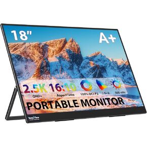 InnoView Portable Monitor, 18'' 2K QHD 100% DCI-P3 Large Portable Monitor for Laptop 2560x1600 500 Nits IPS Eye Care HDR FreeSync Frameless Laptop Screen Extender for Mac Switch Xbox PS4/5