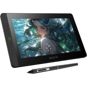 BISOFICE BT-13HDK Portable Graphics Drawing Tablet 13.3 Inch H-IPS LED Display Anti-Glare Digital Drawing Pad 16K Pressure Level Battery-Free Stylus Passive Technology 8 Customizable Shortcuts Keys