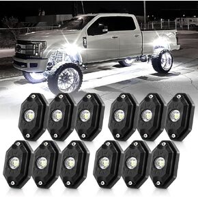 R5 LED White Rock Lights 12PCS Super Bright 6000K Underglow Lights for Trucks Off Road ATV UTV SUV RZR Pure White Light High Power Under Body Light Trail Rig Lights