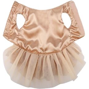 Fydun Dog Dress (L), Gold, Polyester, Princess, Wedding, Small Dog, Pull On, Round Neck, Lightweight, Comfortable, Floral Design