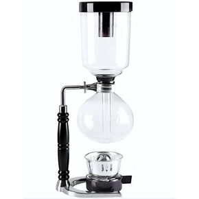 5-Cup Siphon Coffee Maker, BS Glass Syphon Coffee Pot, Vacuum Coffee Maker, Retro Vintage Siphon Coffee Brewer 600ml Capacity with Stainless Steel Bracket Base, Clear, HWN853