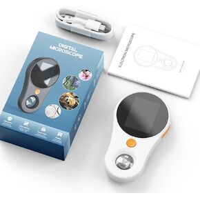 Handheld Digital Microscope 500X Magnification - 2MP Portable Magnifying Glass with 2.0 Inch IPS Screen & Built in 8 LEDs, Compatible with Windows, OS, Science Kits for Kids