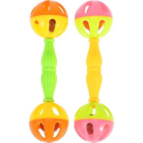 ULTECHNOVO 2Pc Enrichment Barbell Ball Toys Sand Hammer Shaker Rattle Conure Bird Toys Parakeets Conure Toys Chicken Enrichment Toys Bird Rattles Bells Foot Toys recreation Parrot infant