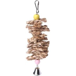 Conure Toys,Pet Bird Chew Toy Parrot Parakeet Bites Straw Ball Bell Cage Hanging Toy Gnawing Toys Bird Toys Pet Supplies
