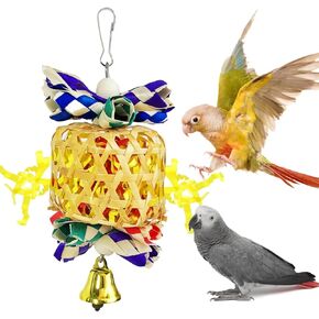 Bird Chewing Toys, Foraging Shredder Bird Toys, Bird Hanging Cage Climbing Foot Toys with Bell for Parrots Conures, Love Birds, Budgie, Small Parrots