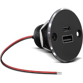 منفذ RV USB مصنوع بالكامل من الألومنيوم QC 3.0 USB-A وUSB-C PD مقبس شحن مزدوج عالي السرعة، تركيب مجوف 12 فولت USB من النوع A محطة شحن من النوع C لشاحنة Camper Van Trailer RV Boat Truck (إصدار صغير * 2)