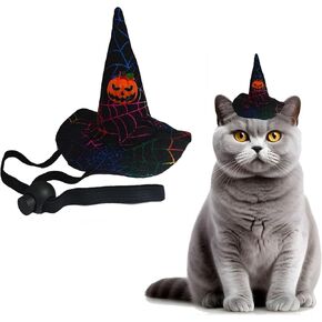 Halloween Costumes for Cats Puppies, Cats Puppies Witch Hats for Halloween Party Decoration PC301-2