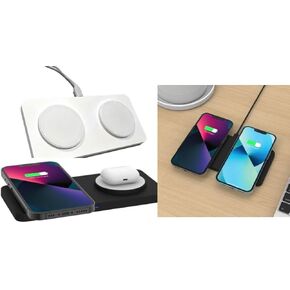 EDS M15 لوحة شحن لاسلكية 2 في 1 مغناطيسية، لهواتف Apple iPhone 15/14/14 Pro/13 Pro Max/Pro/Mini/12/11، Airpods 3/2/Pro، Samsung S22/S21، لوحة شحن مزدوجة، 15 وات - محول غير متضمن (أبيض) in Kuwait
