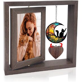 KOLODOGO Personalized Pet Memorial Frame, 4x6 Rotating Wooden Picture Frame, Sympathy Gift for Dog & Cat Loss, Pet Bereavement Remembrance for Dog Lovers