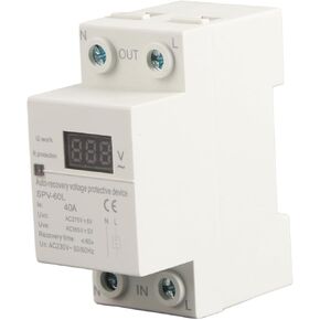 230V 40A Automatic Recovery Overvoltage and Undervoltage Device, Voltage Arrester Device, DIN Rail Mount Protector