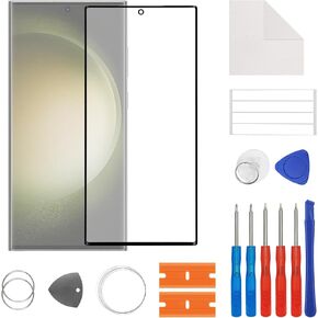 New Front Outer Lens Glass Screen Replacement for Samsung Galaxy S23 Ultra with Free Repair Tools Kit.(No LCD Touch ＆ Digitizer)-(6.2 inch)