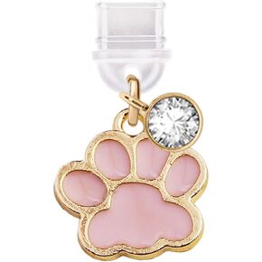 ELISE & FONDA TP411 Type-C USB Charging Port Anti Dust Plug Little Cat Paw Cell Phone Charm for iPhone 15 /Samsung/OnePlus/Xiaomi/oppo Android Phones (Pink)