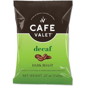 Café Valet DECAF Dark Roast Single Serve Coffee Packets – 84 Count – For Use with Café Valet Single Serve Coffee Makers – Disposable Brew Basket & Coffee Pack