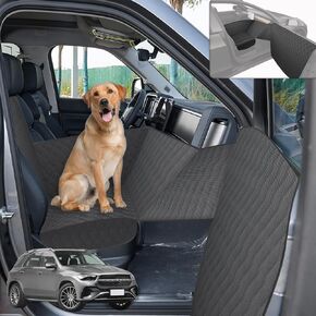 RUIANTE Dog Car Seat Pet Front Seat Cover Pet Travel Safety Car Seat Pet Booster Seat Dog Front Seat Cover with Car Door Side Panel & Hard Borad Universal for Cars Pickup Trucks (Black)