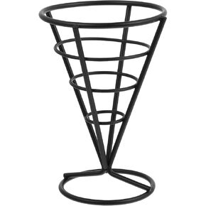 Hemoton French Fries Stand,French Fry Holder French Fries Cone Holder Metal Wire French Fry Cup Stand French Fry Cone Basket French Fries Stand Cone for Fried Chicken Fish Chips Cone Waffle Cone