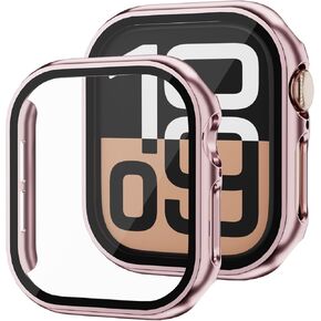 2 Pack Case for Apple Watch Series 10 46mm Screen Protector, HD Ultra-Thin Hard PC Screen Protector Cover, Full Body Scratch-Resistant Protection for iWatch 10, Black