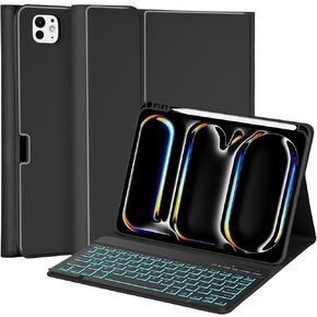 MMK for iPad Pro 11 inch Case with Keyboard 2024, for iPad 11 Pro Case with Keyboard Case (A3006 A2837 A2836) with Backlit BT Keyboard, for iPad Pro Keyboard Case 11 inch with Pencil Holder - Pink