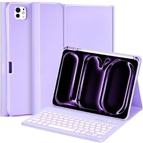 MMK for iPad Pro 11 inch Case with Keyboard 2024, for iPad 11 Pro Case with Keyboard Case (A3006 A2837 A2836) with Backlit BT Keyboard, for iPad Pro Keyboard Case 11 inch with Pencil Holder - Pink