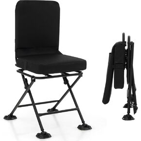 Goplus Hunting Chair, 360° Swivel Hunting Blind Chair w/All-Terrain Duck Feet,Padded Cushion,330LBS Capacity, Folding Silent Deer Hunting Chair, Portable Ground Blind Chair