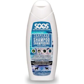 Soos Pets Pet Shampoo Natural Dead Sea Tear-Less Fast Absorbing with Vitamins Minerals Essential Oils Natural Elements for Puppy and Kitten - 1x Pet Shampoo (500ml / 16.9 oz)