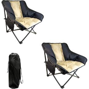 Small Padded Camping Chair 2 Pack Comfortable Camping Chair Padded Camping Chairs for Adults KontMan Heavy Duty Camping Chair 265 lbs Portable Comfy Camping Chairs for Adults (2 Pack)