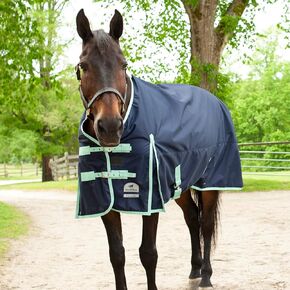 بطانية SmartPak Classic 600D Turnout Horse - 75 - متوسطة (220 جم) - كحلي مع زخرفة نعناع