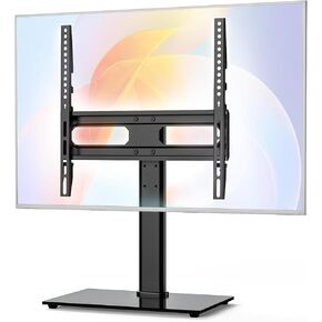 DUMOS Universal Swivel TV Stand, 3 Height Adjustable Table Top TV Stand Mount, Television Stands for 26–55 inch TVs, Max VESA 400x400mm, Holds up to 99 lbs, Dark Black