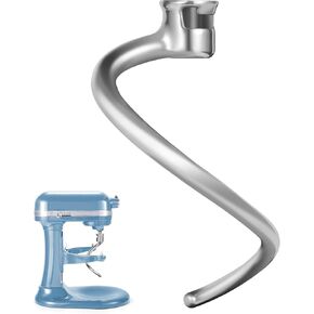 Stainless Steel Dough Hook Replacement for KitchenAid 7 QT Bowl-lift Stand Mixers, Stainless Steel Spiral Dough Hook Attachment for KitchenAid Mixer Attachment Parts, Dishwasher Safe