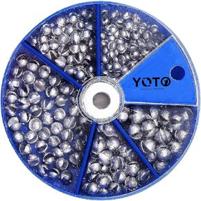 YOTO Fishing Weights Sinkers,230pcs/107pcs Lead Split Shot Weights,Removable Round Fishing Sinkers