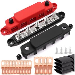 300A Bus Bar 5 Post Power Distribution Block,3/8" Stud Heavy Duty with Cover & Copper Lugs - for Battery,Solar,Marine,RV,Camper Van,Car Audio,Ground Terminal Installation in Saudi Arabia