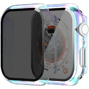 2 Pack Privacy Case for Apple Watch 10 Screen Protector 42mm,Anti-Spy 9H Tempered Glass Protector Film PC Hard Cover Anti-Scratch Shatterproof Bumper for iWatch Series 10 (Iridescence, 42mm)