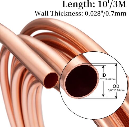 BELLA BAYS Copper Tubing 5/16" OD x 0.257" ID x 25Ft, 99.9% C12200 ASTM B280 Refrigeration ACR Tubing Seamless Soft Coil Round T2 Pure Copper Tube for HVAC System, Refrigerators, Industry, DIY in Saudi Arabia