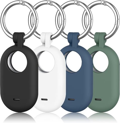 حافظة مكونة من 4 عبوات متوافقة مع هاتف Samsung Galaxy SmartTag 2، حافظة سيليكون واقية لجهاز Galaxy Smart Tag 2 مع سلسلة مفاتيح للحيوانات الأليفة والمفاتيح والأمتعة والمزيد (أسود + أبيض + أزرق داكن + وردي) in Kuwait