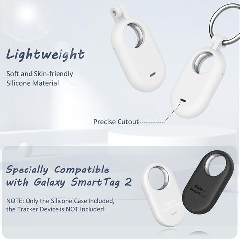 حافظة مكونة من 4 عبوات متوافقة مع هاتف Samsung Galaxy SmartTag 2، حافظة سيليكون واقية لجهاز Galaxy Smart Tag 2 مع سلسلة مفاتيح للحيوانات الأليفة والمفاتيح والأمتعة والمزيد (أسود + أبيض + أزرق داكن + وردي) in Kuwait