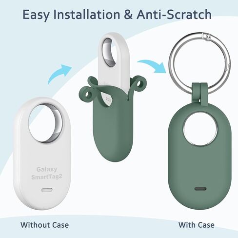 حافظة مكونة من 4 عبوات متوافقة مع هاتف Samsung Galaxy SmartTag 2، حافظة سيليكون واقية لجهاز Galaxy Smart Tag 2 مع سلسلة مفاتيح للحيوانات الأليفة والمفاتيح والأمتعة والمزيد (أسود + أبيض + أزرق داكن + وردي) in Kuwait