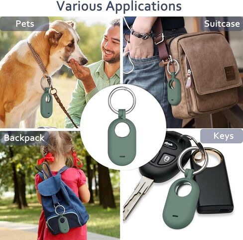 حافظة مكونة من 4 عبوات متوافقة مع هاتف Samsung Galaxy SmartTag 2، حافظة سيليكون واقية لجهاز Galaxy Smart Tag 2 مع سلسلة مفاتيح للحيوانات الأليفة والمفاتيح والأمتعة والمزيد (أسود + أبيض + أزرق داكن + وردي) in Kuwait